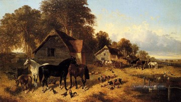 eines blühenden Bauernhof John Frederick Herring Jr Pferd Ölgemälde